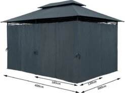 Casaria Paviljoen Topas 3x4m - UV-bescherming 50+ - Antraciet -Beroemde Tuinonderhouds Winkel 1200x898