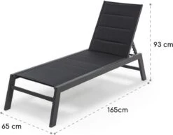 Blumfeldt Renazzo Lounge Ligstoel - Ligbed Voor De Tuin - Aluminium Tuinstoel - 6 Standen - Waterafstotend - Bekleding Van 70 % Pvc En 30 % Polyetheen - Zwart -Beroemde Tuinonderhouds Winkel 1200x940