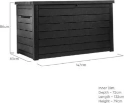 Keter Ontario Opbergbox - 870L - 147x83x86cm - Grafiet -Beroemde Tuinonderhouds Winkel 1200x990