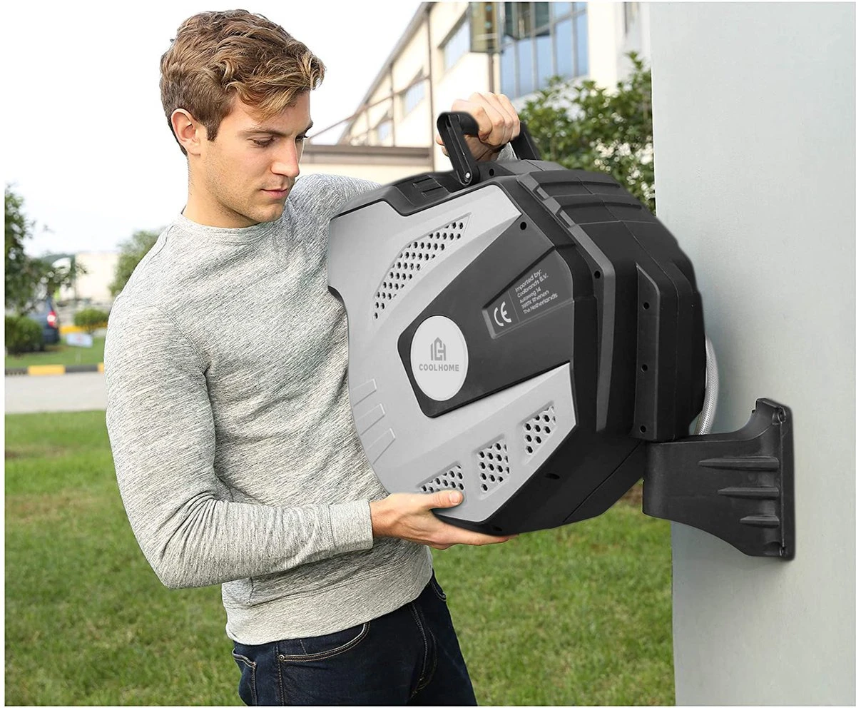 CoolHome - Wandslangenbox 20 Meter + 2 Meter - Tuinslang Met Haspel- Slangenhouder 180° Draaibaar - Tuinslanghaspel Zwart - Grijs 7 CoolHome - Wandslangenbox 20 Meter + 2 Meter - Tuinslang Met Haspel- Slangenhouder 180° Draaibaar - Tuinslanghaspel Zwart - Grijs - Afbeelding 7