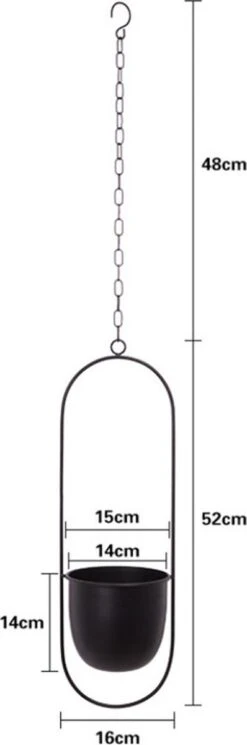 Be-Inspired® Hangende Bloempot Ovaal - Bloempot Binnen - Voor Hangplant – Plant Bloem Pot Met Opknoping – Plantenhanger - Plantenbak - Industrieel – Scandinavisch - Metaal - Zwart -Beroemde Tuinonderhouds Winkel 398x1200