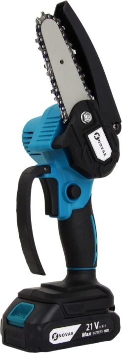 NovarGarden® Mini Kettingzaag NG1 - Met 2x Accu - Takkenzaag - Snoeizaag - Electrisch - Handzaag - Boomzaag - 21V -Beroemde Tuinonderhouds Winkel 414x1200