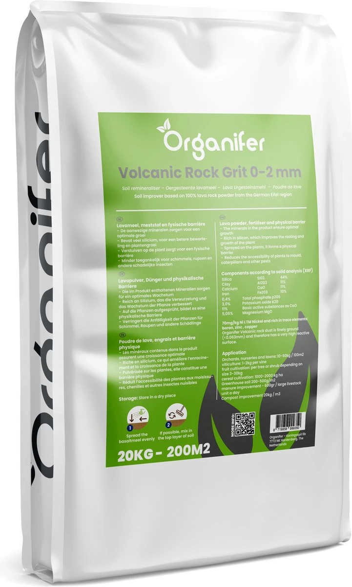 Lavagruis Uit Eifel Oergesteente (20Kg Voor 200m2) Grof Lavameel 0-2mm - Organifer 1 Lavagruis Uit Eifel Oergesteente (20Kg Voor 200m2) Grof Lavameel 0-2mm - Organifer