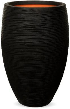 Capi Europe - Vaas Elegant Deluxe Rib NL - 56x84 - Zwart - Voor Binnen En Buiten - KBLR1132 -Beroemde Tuinonderhouds Winkel 779x1200